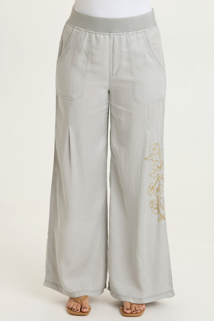 XCVI Embroidered Dacia Twill Pleated Pant