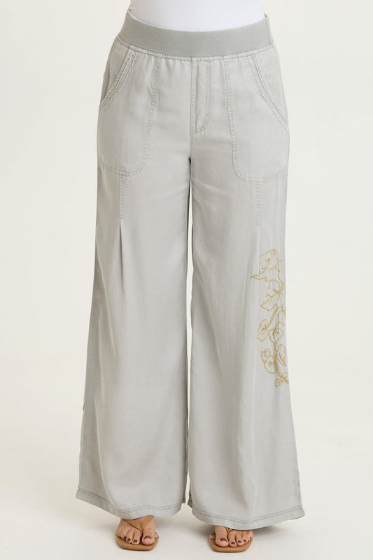 XCVI Embroidered Dacia Twill Pleated Pant