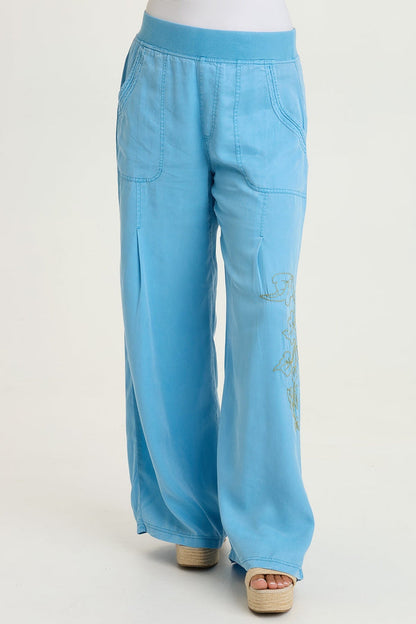 XCVI Embroidered Dacia Twill Pleated Pant