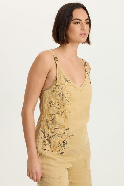 XCVI Embroidered Faizon Twill Tank
