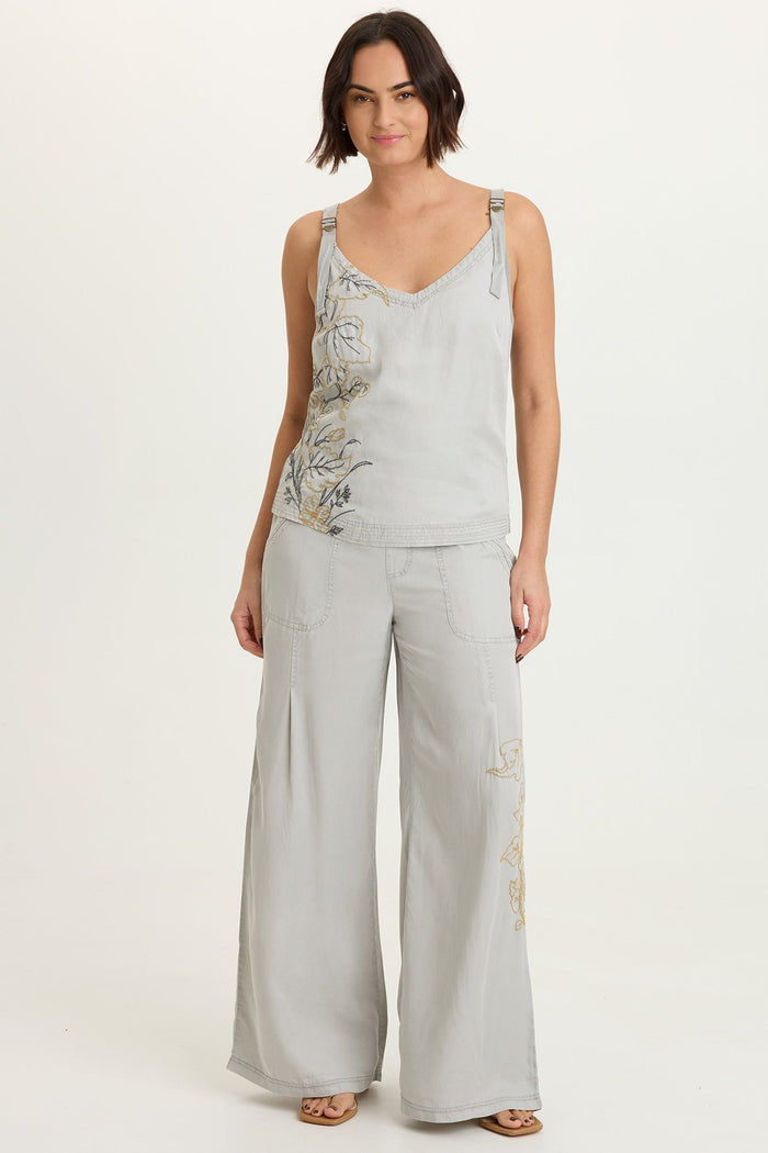 XCVI Embroidered Faizon Twill Tank
