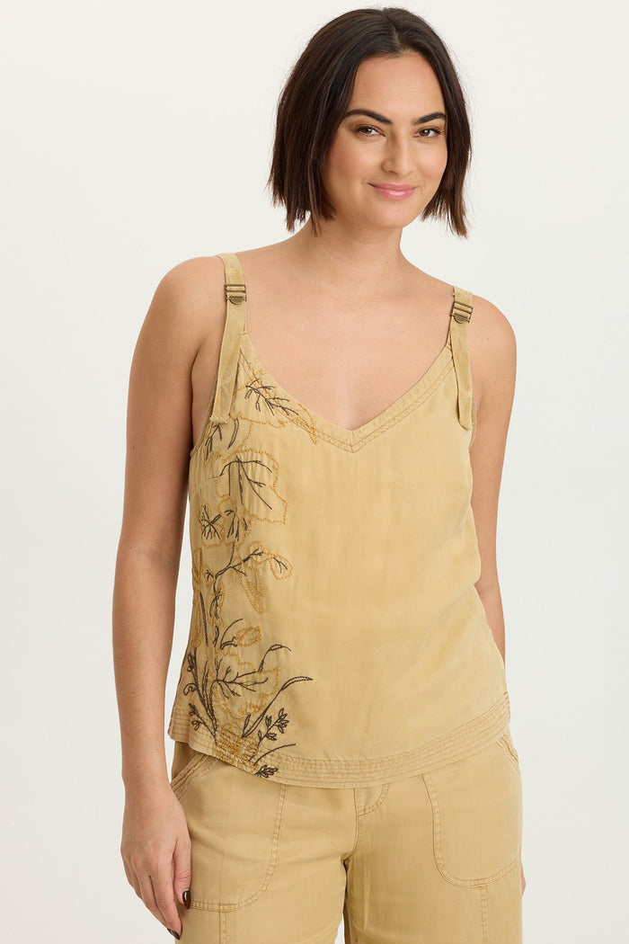 XCVI Embroidered Faizon Twill Tank