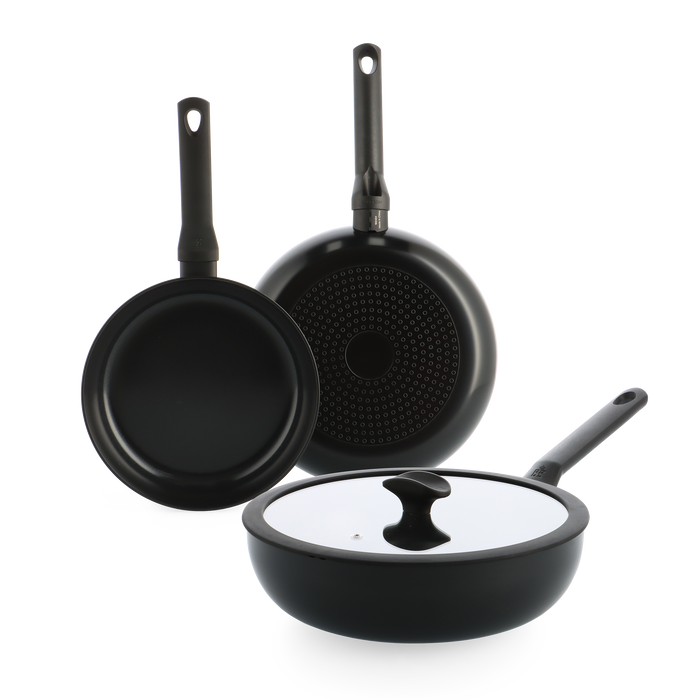 Enjoy 3-delig pannenset Black met wok