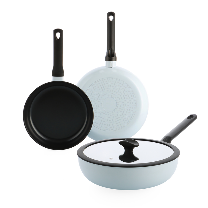 Enjoy 3-delig pannenset Light Blue met wok