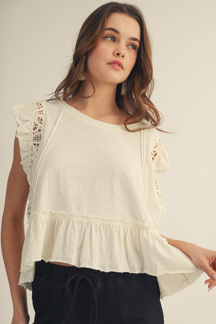 Ethereal Ruffle Hem Romantic Silhouette Top