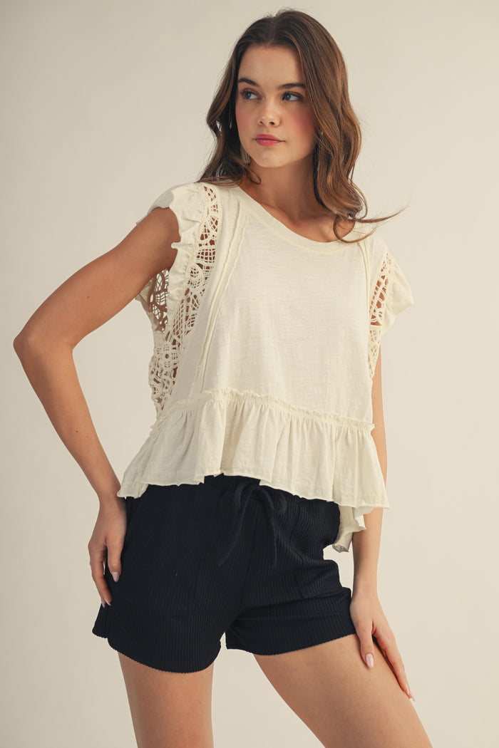 Ethereal Ruffle Hem Romantic Silhouette Top