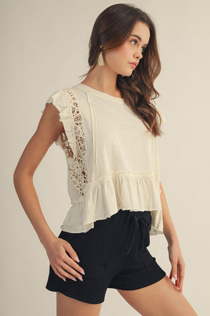 Ethereal Ruffle Hem Romantic Silhouette Top