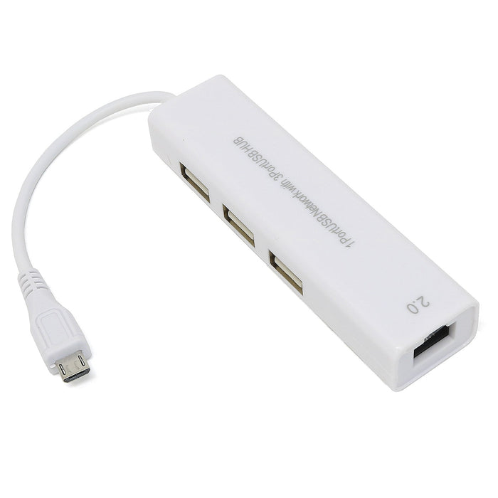 Ethernet and USB Hub with Micro-USB OTG Connector by The Pi Hut - The Pi Hut