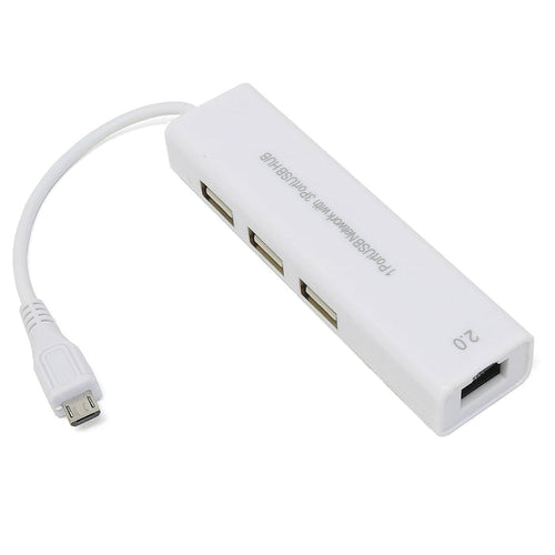 Ethernet and USB Hub with Micro-USB OTG Connector by The Pi Hut - The Pi Hut