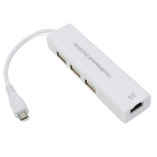 Ethernet and USB Hub with Micro-USB OTG Connector by The Pi Hut - The Pi Hut