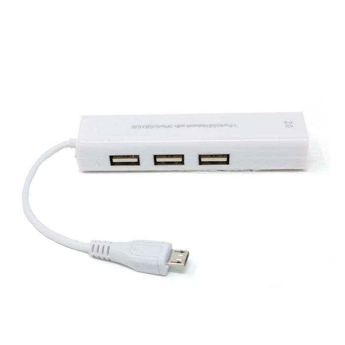Ethernet and USB Hub with Micro-USB OTG Connector by The Pi Hut - The Pi Hut