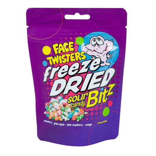 Face Twisters Freeze Dried Sour Bitz Candy Peg Bag - 12 Count