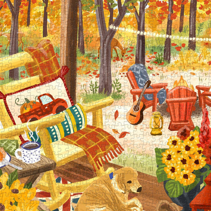 As you stroll down the autumn corridor, fiery reds and glowing oranges light your way.
