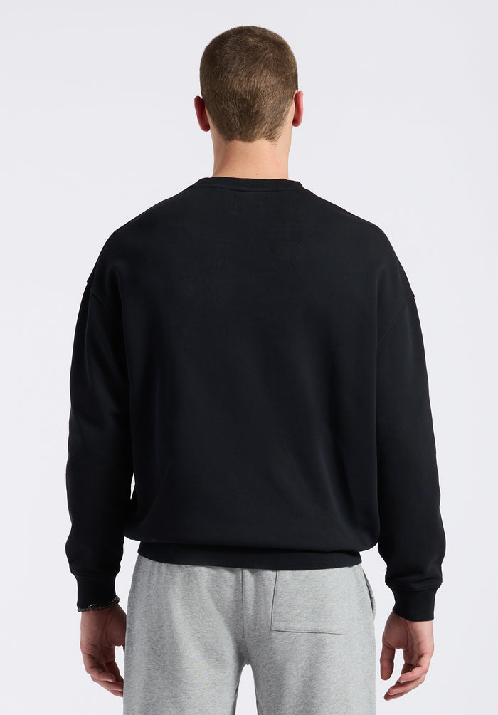 Buffalo Men Sweatshirts Black Knit Sweatshirt Relaxed Fit Crew