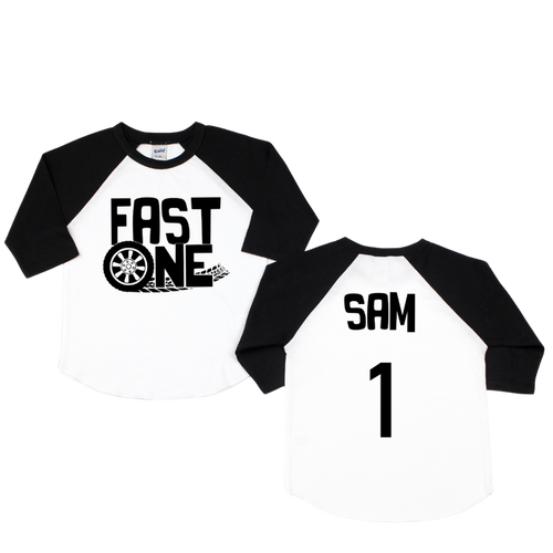 Fast One Racing Themed Personalized 1st Birthday Raglan