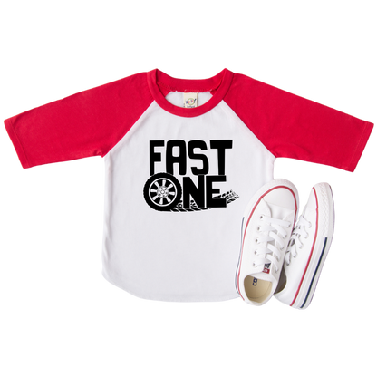 Fast One Racing Themed Personalized 1st Birthday Raglan