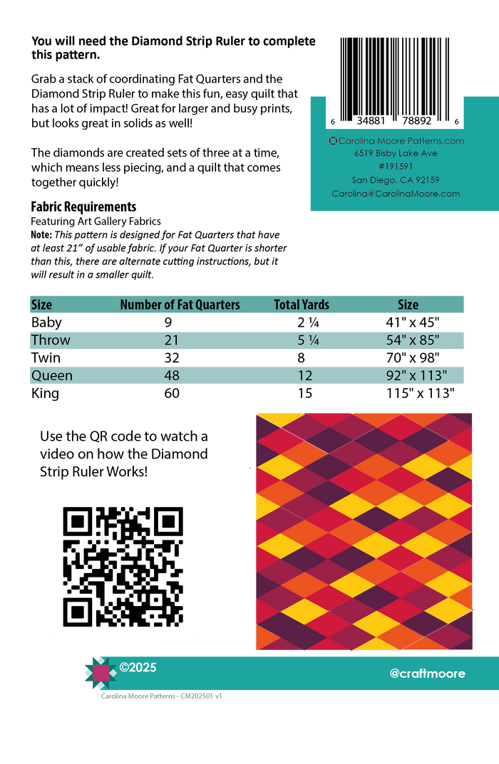 Fat Quarter Diamonds - Digital Download