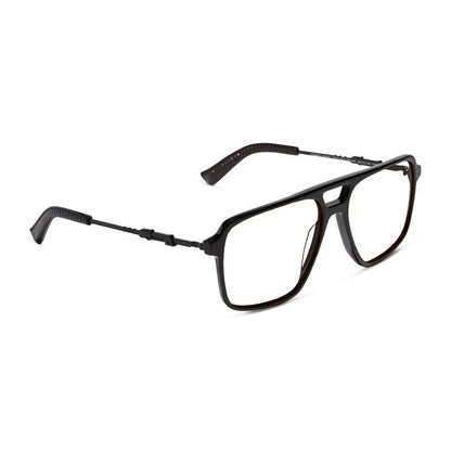 star wars x diff eyewear fennec shand aviator glasses with a black frame and prescription lenses angled view