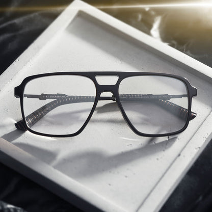 lifestyle - star wars x diff eyewear fennec shand aviator glasses with a black frame and prescription lenses front view