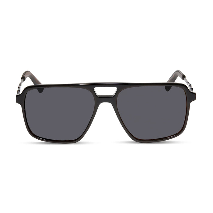 star wars x diff eyewear fennec shand aviator prescription sunglasses with a black frame and grey prescription lenses front view