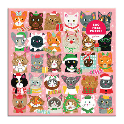 Festive Furballs 500 Piece Jigsaw Puzzle holiday 500 Piece Puzzles Galison