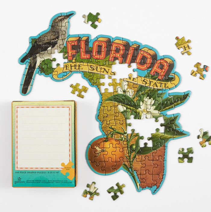 Florida Mini Shaped Jigsaw Puzzle 100 Piece Puzzles Wendy Gold