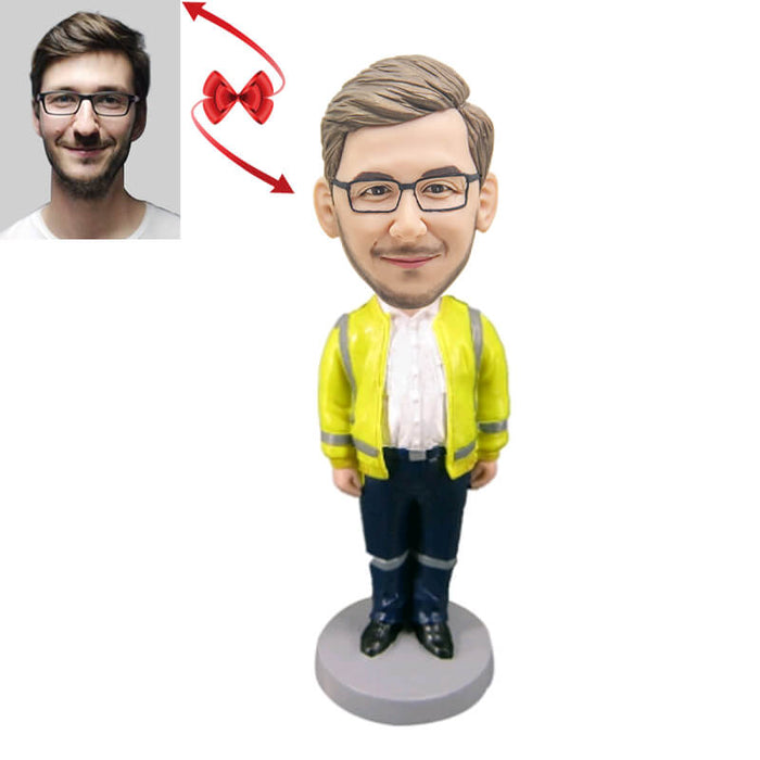 Fluorescent Jacket Worker Custom Bobblehead