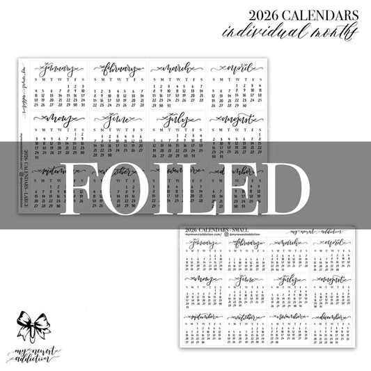 FOILED 2026 Calendars - Individual Months | lettering by Jesenia