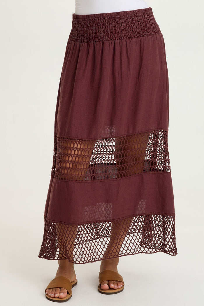 XCVI Fola Tiered Linen Crochet Skirt