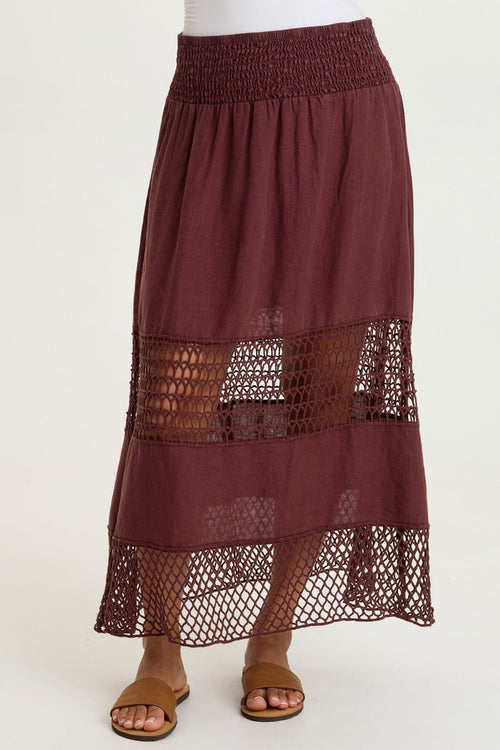 XCVI Fola Tiered Linen Crochet Skirt