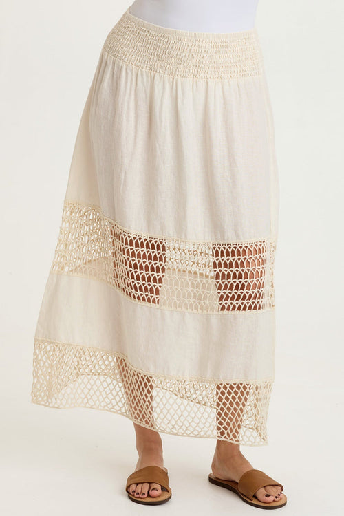 XCVI Fola Tiered Linen Crochet Skirt