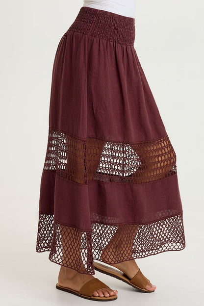XCVI Fola Tiered Linen Crochet Skirt