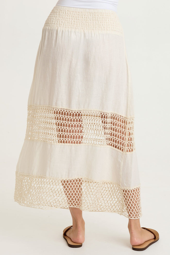 XCVI Fola Tiered Linen Crochet Skirt