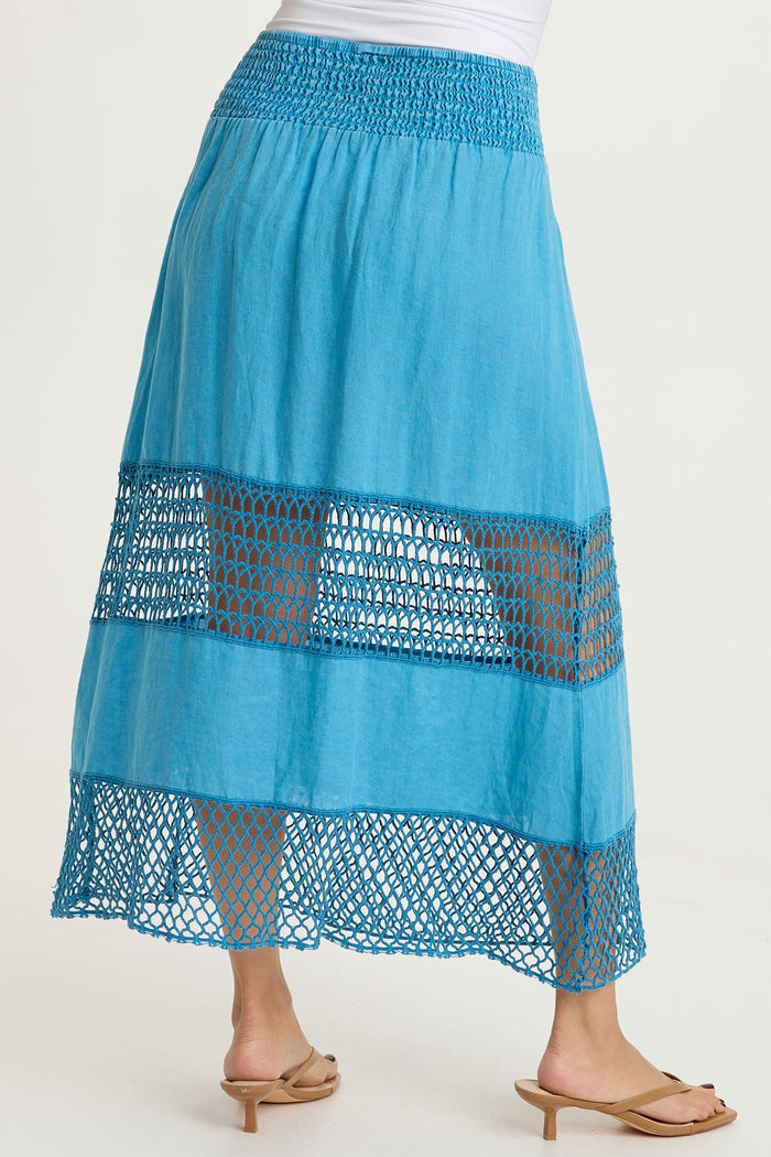 XCVI Fola Tiered Linen Crochet Skirt
