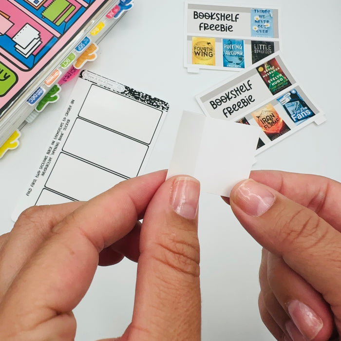 Foldable Book Sticker Sheet (w/ Bookshelf Freebie Stickers!)