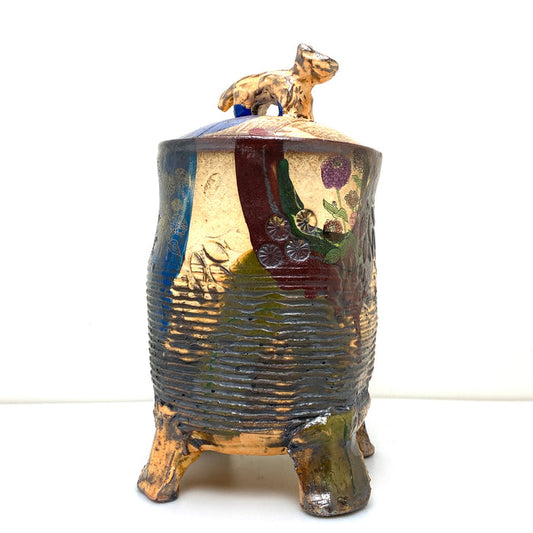 Footed fox jar
