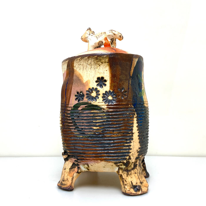 Footed fox jar