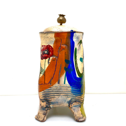 Footed poppy jar