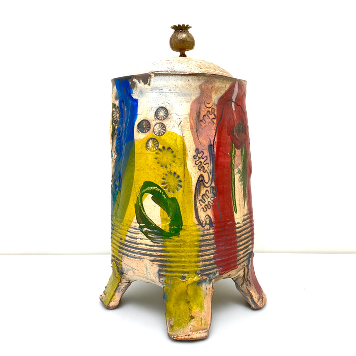 Footed poppy jar