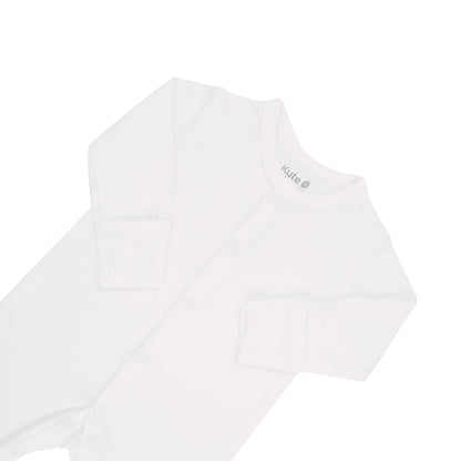Foldover cuffs on Kyte Baby snap Footie in Cloud