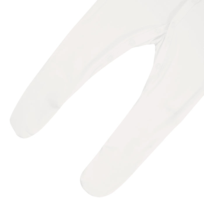 Sole grips on Kyte Baby Snap Footie in Cloud