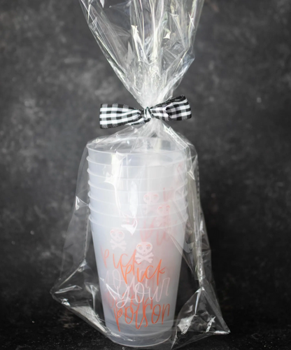 Frosted "Pick Your Poison" Stadium Cups, Set of 8 (16 Ounces)