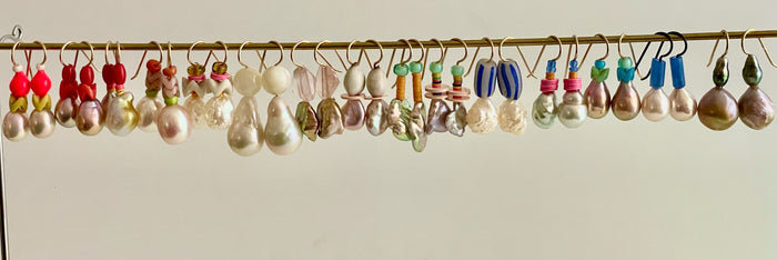 funky fun soft summer pearl earrings