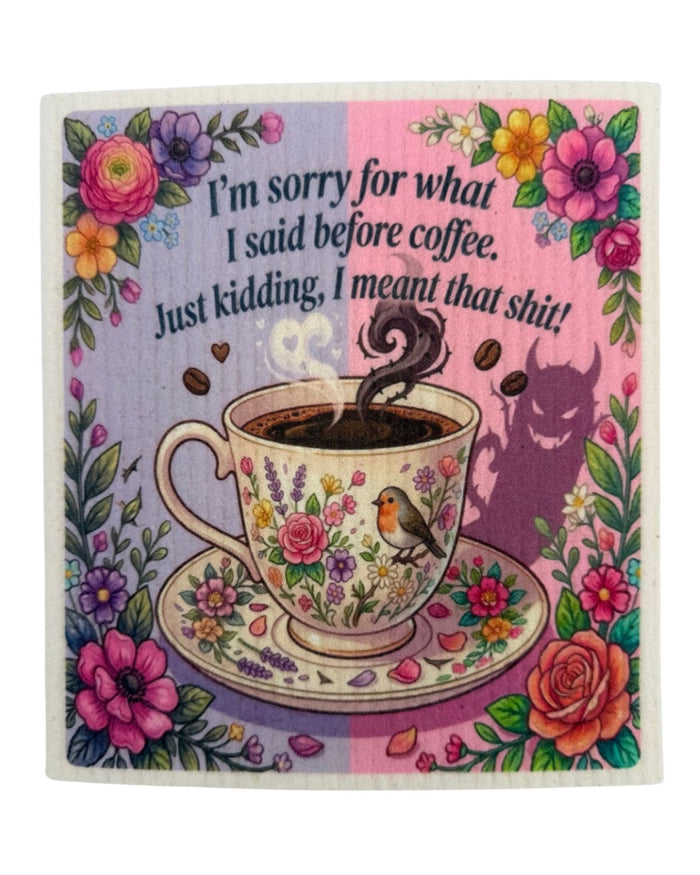 Funny Coffee Sayings - Set of 3 - Swedish Dishcloths - Wholesale