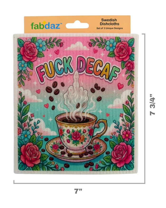 Funny Coffee Sayings - Set of 3 - Swedish Dishcloths - Wholesale
