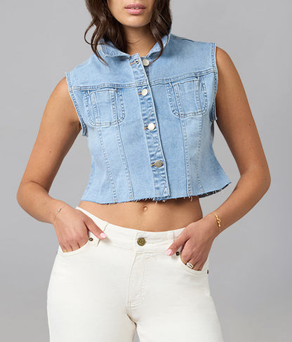 GABBIE-SBS Cropped Denim Vest