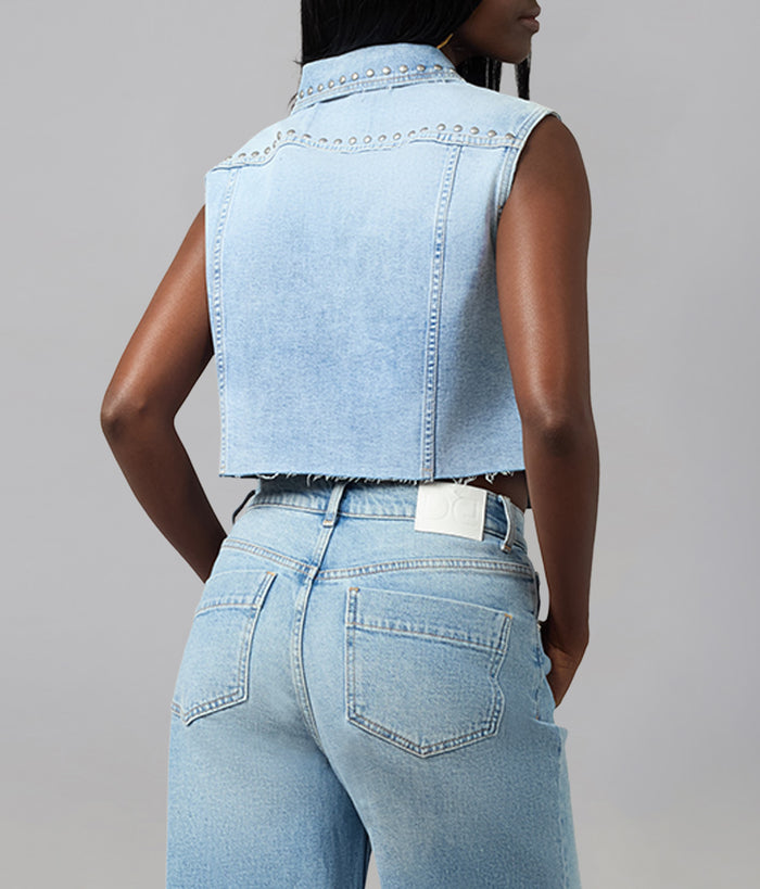 GABBIE-SWB Cropped Denim Vest