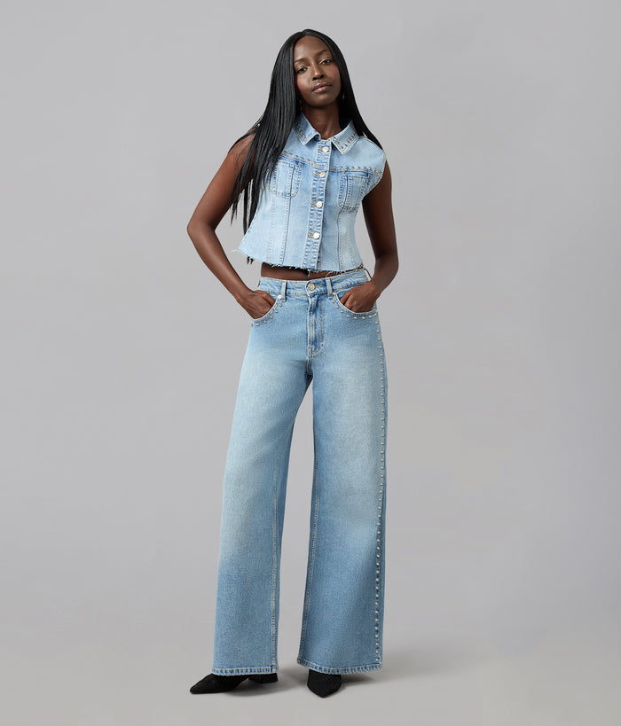GABBIE-SWB Cropped Denim Vest