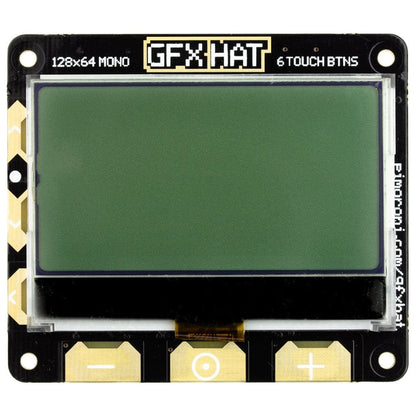 GFX HAT - 128x64 LCD Display with RGB Backlight and Touch Buttons by Pimoroni - The Pi Hut