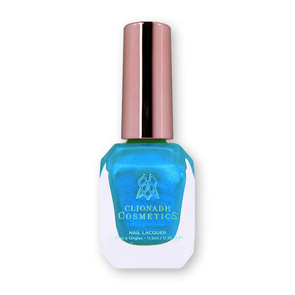 Bottle of nail polish containing Ginto Nail Lacquer on a white background.